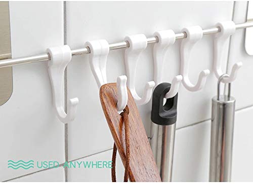 Killerzone Plastic Magic Sticker Series Self Adhesive Bathroom Towel Hanger Hook Rail/Utensil Rack Kitchen Hanger Hooks for Cup (White, 6Hooks, 40 * 7cm) - Image 2