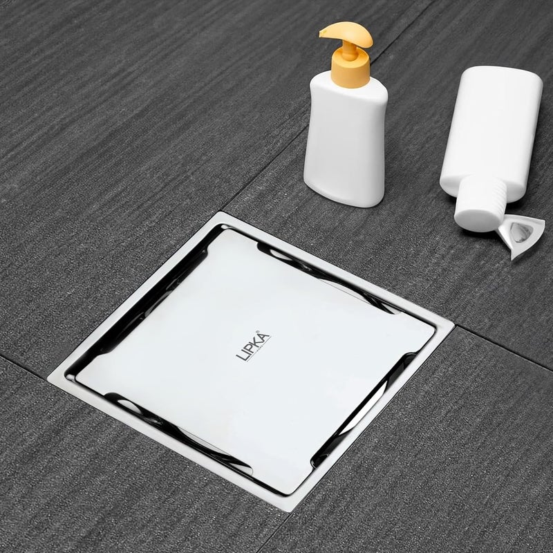 LIPKA Beta Deluxe Square Flat Cut Floor DrainPremium Stainless Steel 5 x 5 Inches - Image 1