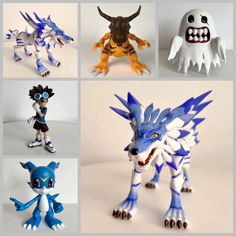 Digimon Greymon Taichi Veemon Bakemon Gabumon Desktop Figure - Image 1