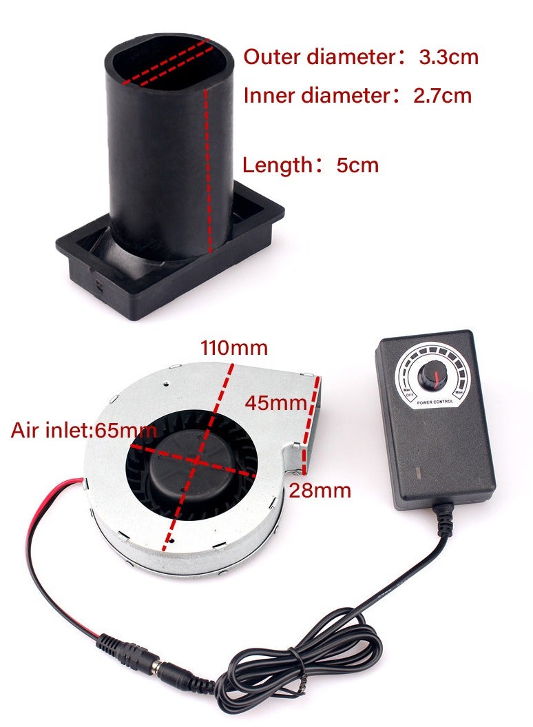 High Temperature Resistant Metal Turbine Blower Grill Wood Stove Adjustable Speed BBQ Fan Air Blower Fast Fire Starter Portable for Outdoor Barbecues Fire Bellow, Camping Cooking, Wood Stove, Charcoal Starter  - Image 5