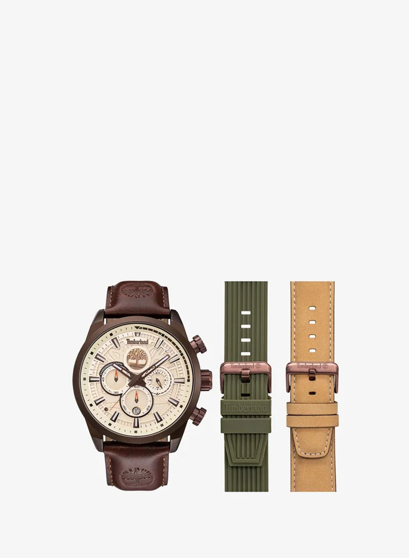 تمبرلاند Henniker II Cream Dial 3 Interchangeable Straps Multifunction Watch for Men, 46mm