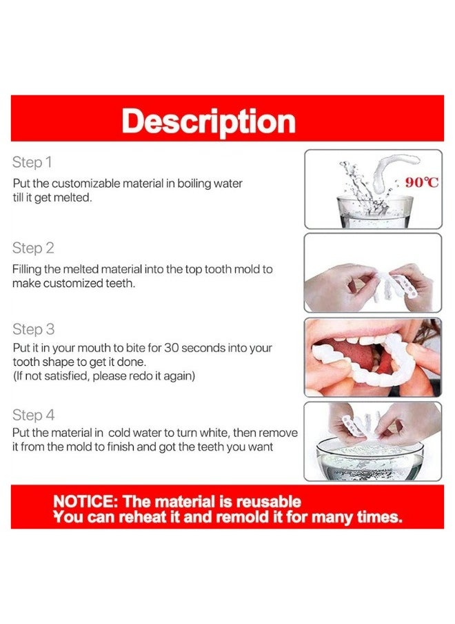 EELHOE Teeth Veneers Anti-true Braces Snap On Smile Teeth Whitening Denture Teeth Comfortable Veneer Cover Teeth Dental Restoration Kit Temporary Denture Mold  - Image 2