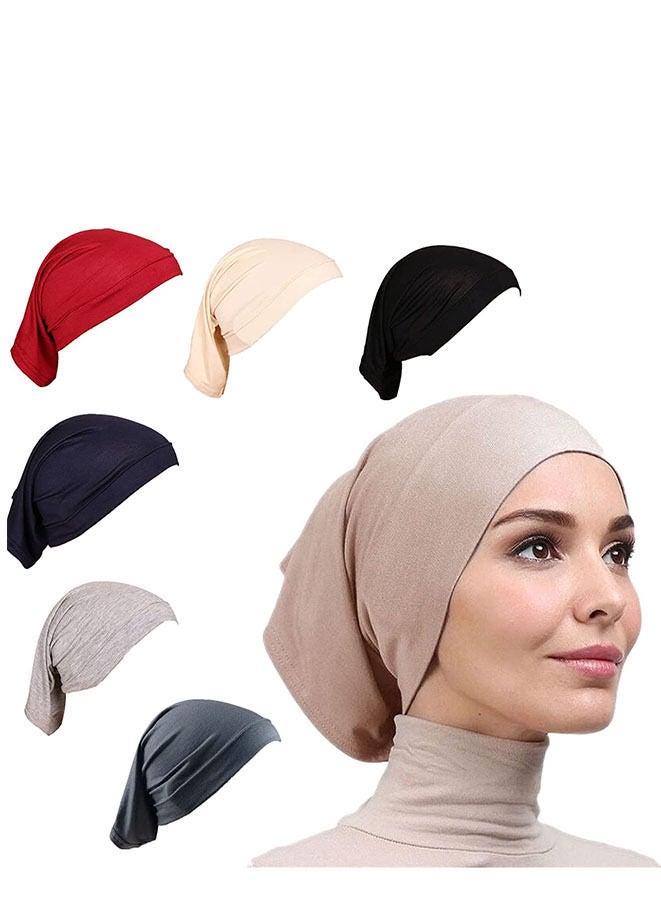 6-Piece Women Under Scarf Hat Cap Bone Bonnet Hijab Islamic Muslim - Image 1