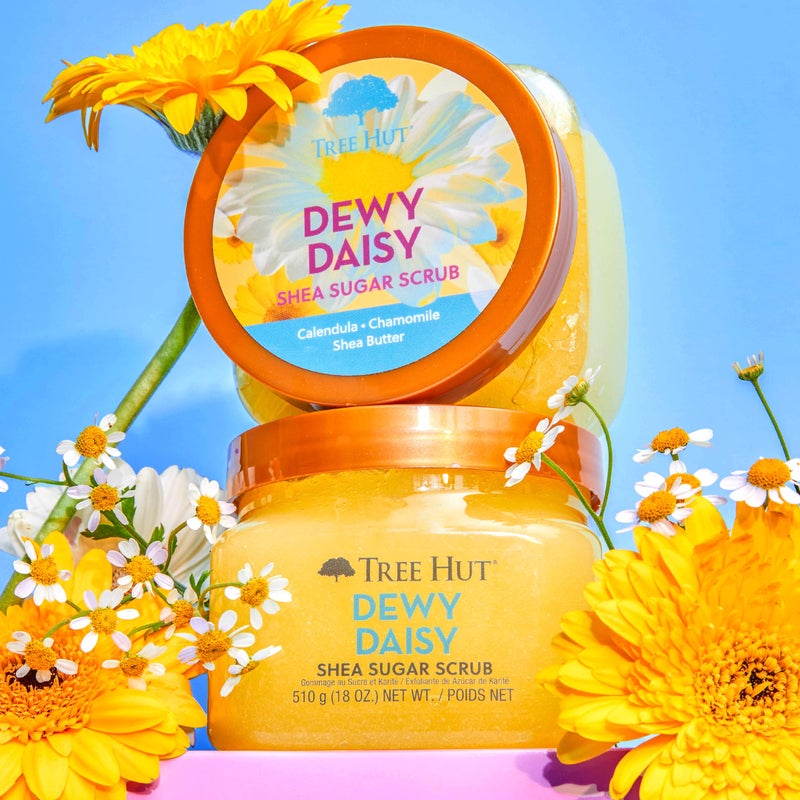 Tree Hut Dewy Daisy Shea Sugar Scrub, Exfoliating, Hydrating & Moisturizing Body Scrub with Shea Butter & Nourishing Essential Oils, Smooth & Soften Skin, 18 oz - Image 2