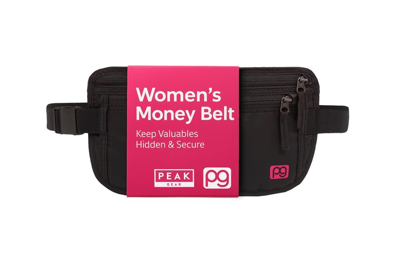 Peak Gear Womenâ€™s Money Belt - Hidden Travel Waist Pouch for Women | RFID Blocking, Slim Under-Clothes Passport Holder with PeakCharm Jewelry Pocket + 2 ReturnMeâ„¢ Recovery Tags - Image 1