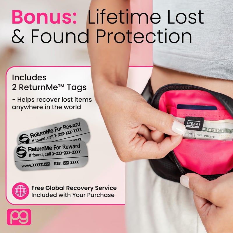 Peak Gear Womenâ€™s Money Belt - Hidden Travel Waist Pouch for Women | RFID Blocking, Slim Under-Clothes Passport Holder with PeakCharm Jewelry Pocket + 2 ReturnMeâ„¢ Recovery Tags - Image 5