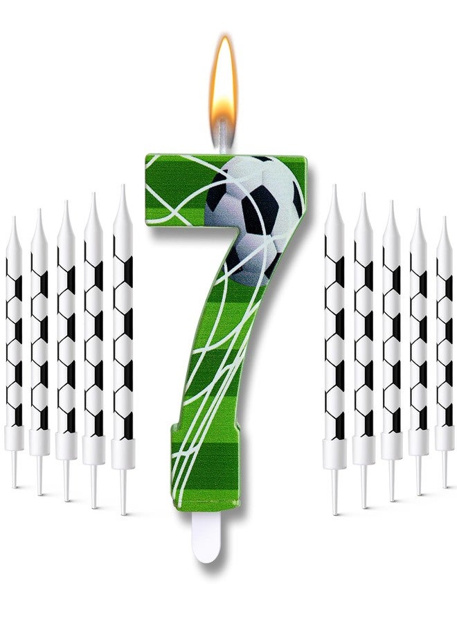 Photect 11 Pcs Soccer Birthday Candles Number Candle Cake Topper Decor Soccer Themed Birthday Cake Decorations for Boys Girls Kids Party Supplies Decor (Number 7) - Image 1