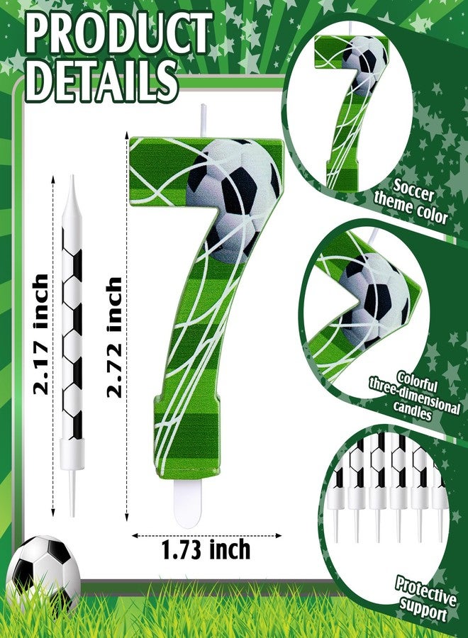 Photect 11 Pcs Soccer Birthday Candles Number Candle Cake Topper Decor Soccer Themed Birthday Cake Decorations for Boys Girls Kids Party Supplies Decor (Number 7) - Image 2