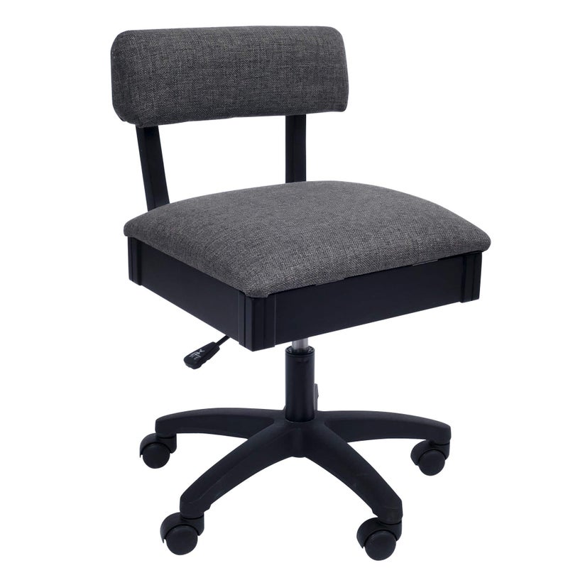 Arrow Sewing Arrow Sewing H8123 Adjustable Height Hydraulic Sewing and Craft Chair with Under Seat Storage and Solid Fabric Lady Gray Fabric 