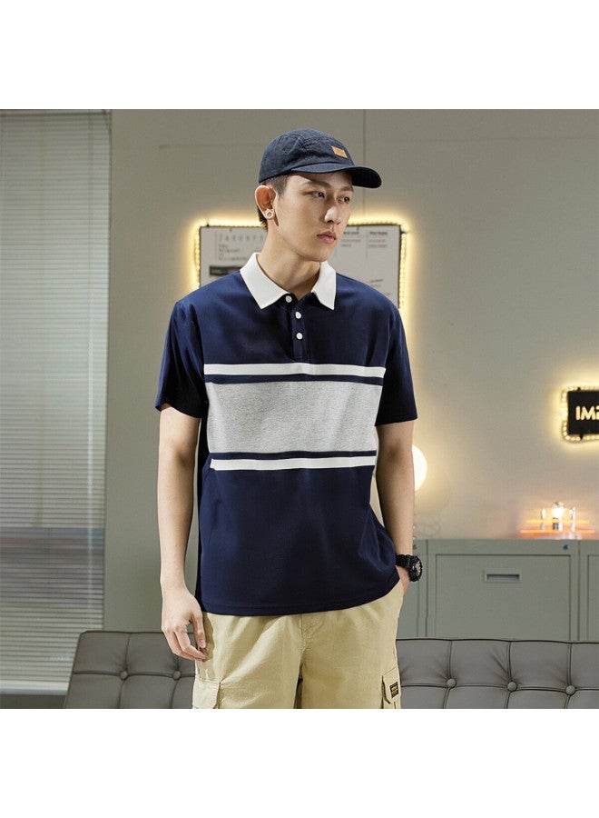 TonLion 2025 Summer Men's Polo Shirt Short Sleeve Contrast Panel Men's Polo T-shirt Short Sleeve - Image 5