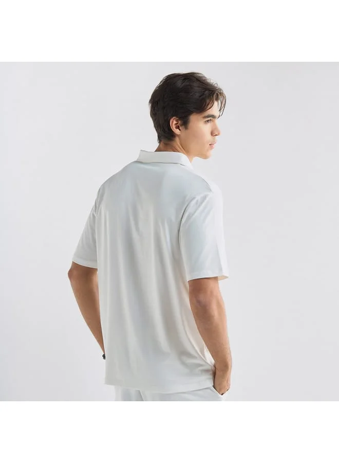 Splash FAV Dragon Print Polo T-shirt with Zip Closure and Short Sleeves