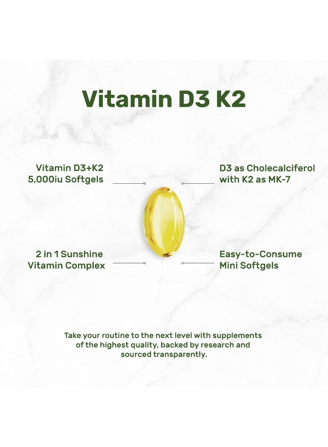 DEAL SUPPLEMENT Vitamin D3 5,000 IU + K2 MK7 Softgels, 250 Count | 2-in-1 Complex | Supports Heart, Bone, Teeth & Immune Health* | Easy to Swallow - Image 3
