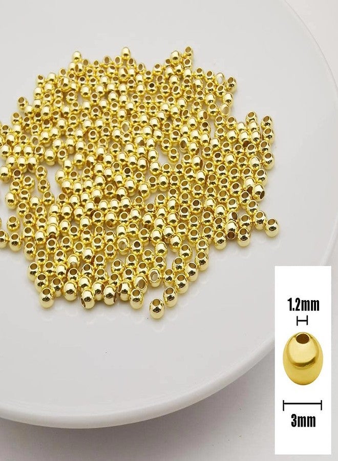 WOCRAFT 200 pcs 3mm Gold Plated Long-Lasting Smooth Round Spacer Brass Beads Tarnish Resistant Seamless Loose Connector Beads for DIY Bracelet Jewelry Making (Round 3mm-200pcs) - Image 4