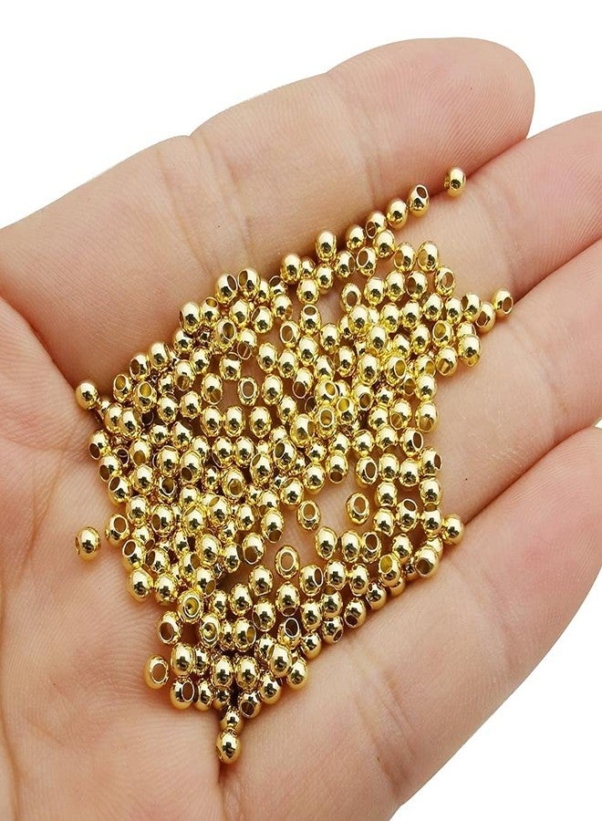 WOCRAFT 200 pcs 3mm Gold Plated Long-Lasting Smooth Round Spacer Brass Beads Tarnish Resistant Seamless Loose Connector Beads for DIY Bracelet Jewelry Making (Round 3mm-200pcs) - Image 3