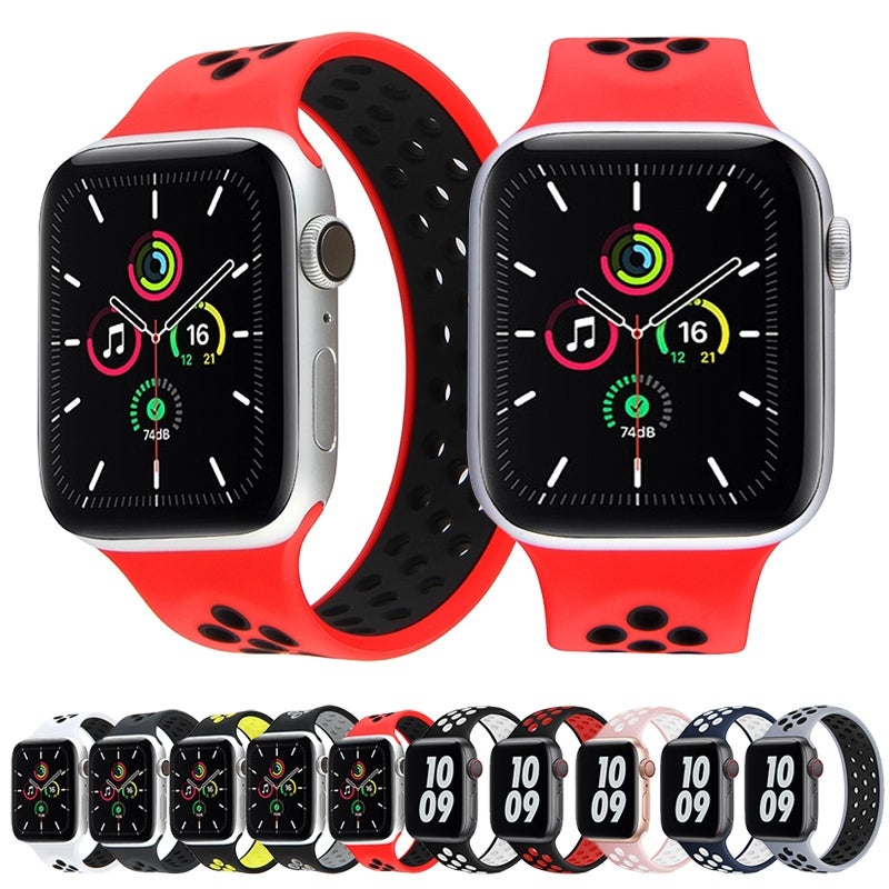 Elastic Silicone Watch Band For Apple Watch Apple Watch Ultra 49mm&Watch Ultra 2 49mm / Series 9&8&7 45mm / SE 3&SE 2&6&SE&5&4 44mm / 3&2&1 42mm, Length: 170mm(Blue White)