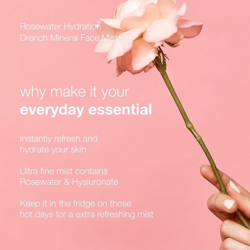 Natio Australia Rosewater Hydration Drench Mineral Face Mist, 6.7 oz - Face Moisturizer For All Skin Types - Makeup Safe Face Mist Hydrating Spray - Image 3