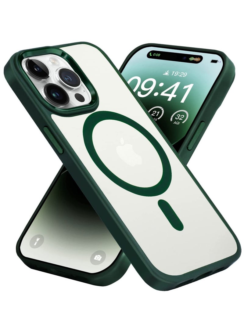 Case Cover with Mag-Safe Magnetic Translucent Matte Protective Cover Back Hard Shockproof Cases for Apple iPhone 14 Pro Phone Case(2022)(6.1 inch) Green - Image 1