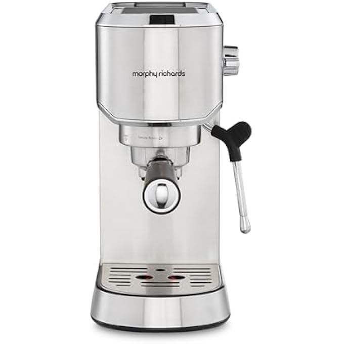 morphy richards Compact Espresso Coffee Machine Dual Cup 1L Water Tank Variable Steam Control  Milk Frother Wand Stainless Steel 172022 - Image 1
