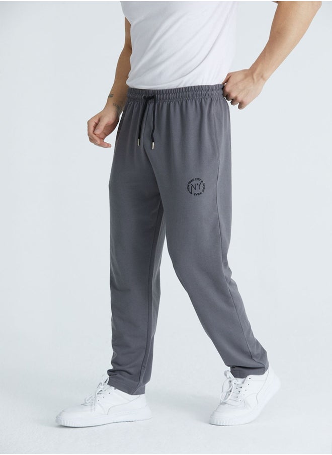 trendyol Smoked Regular Cut New York Embroidered Straight Leg Sweatpants  - Image 1