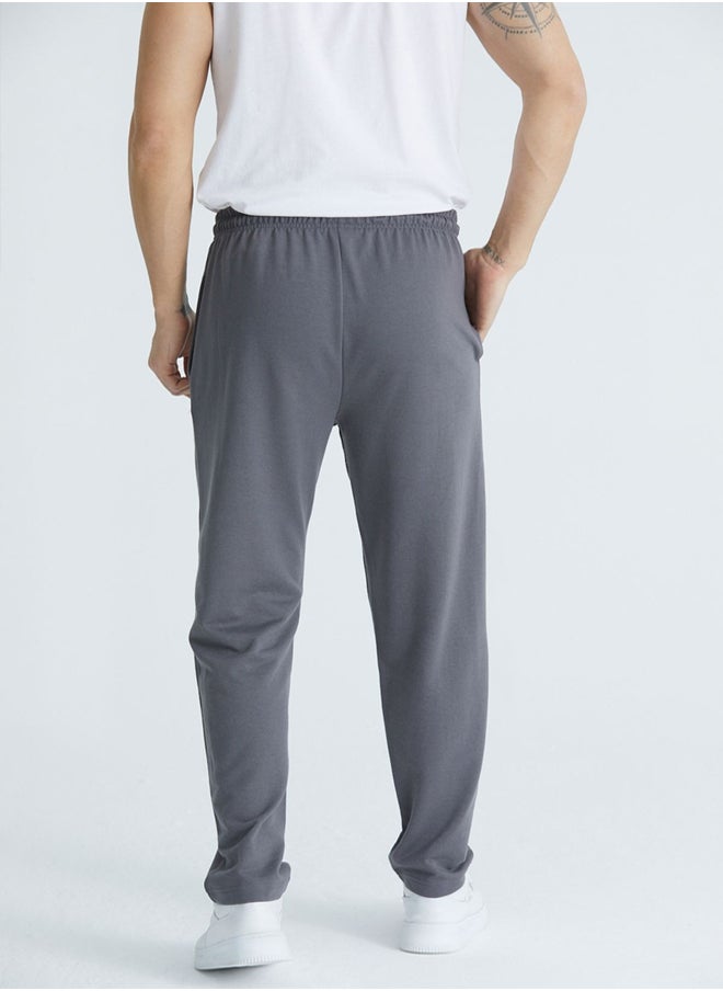 trendyol Smoked Regular Cut New York Embroidered Straight Leg Sweatpants  - Image 4