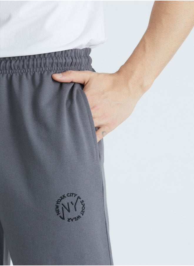 trendyol Smoked Regular Cut New York Embroidered Straight Leg Sweatpants  - Image 3