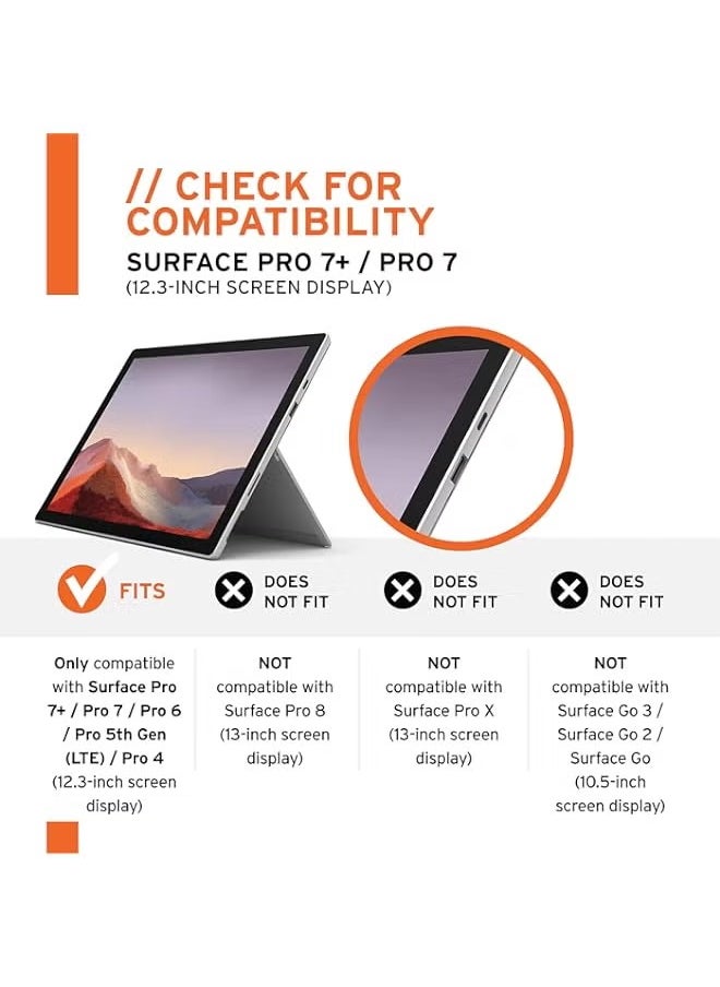 PROMASS - UAG Designed for Microsoft Surface Pro 7 Plus, Pro 7, Pro 6, Pro 5th Gen (2017) (LTE), Pro 4 Feather-Light Rugged [Black] Aluminum Stand Military Drop Tested Case - Image 1