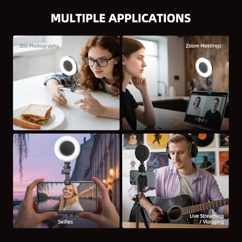 Mobilife Selfie Ring Light for Tripod/Phone/Laptop LED Video Lamp with Clip Rechargeable 3 Color Dimmable Portable for Selfie Zoom Meeting Photography Vlogging - Image 2
