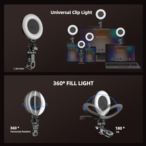 Mobilife Selfie Ring Light for Tripod/Phone/Laptop LED Video Lamp with Clip Rechargeable 3 Color Dimmable Portable for Selfie Zoom Meeting Photography Vlogging - Image 5