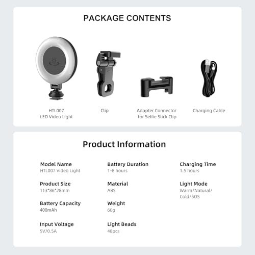 Mobilife Selfie Ring Light for Tripod/Phone/Laptop LED Video Lamp with Clip Rechargeable 3 Color Dimmable Portable for Selfie Zoom Meeting Photography Vlogging - Image 3