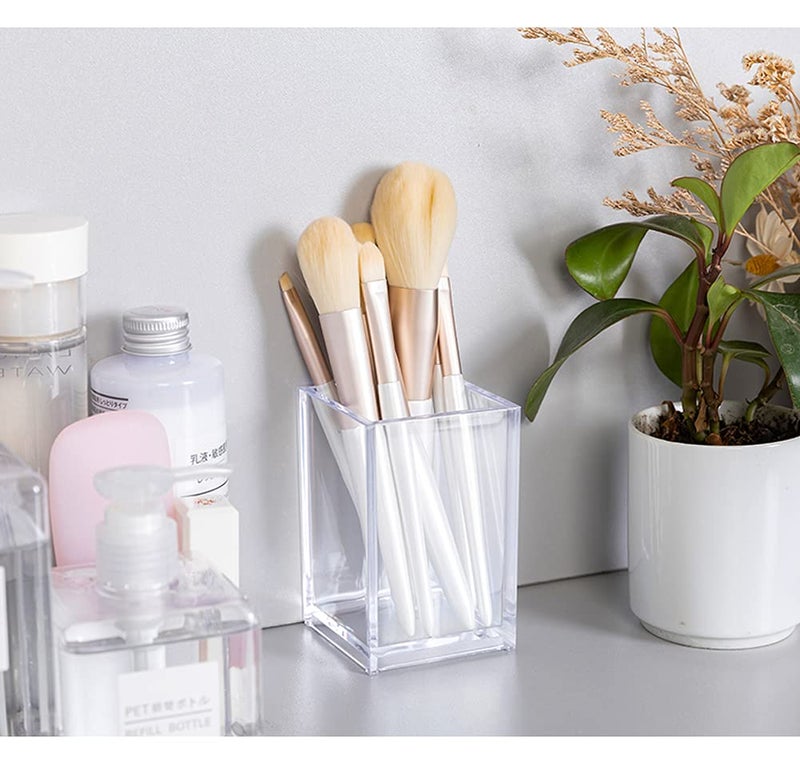 HSYMQ Clear Acrylic Pencil Pen Holder Cup, Clear Makeup Brush Holder, Acrylic Desk Accessories, Stationery Organizer for Office Desk Accessory - Image 4