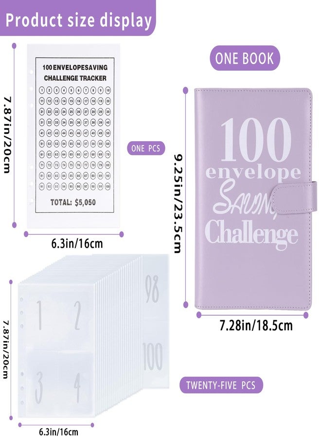 NICOOTH 100 Envelopes Money Saving Challenge Money Saving Binder 100 Envelope Challenge Binder Savings Binder Envelope A5 Savings Challenge Book (A5 Full Purple) - Image 2