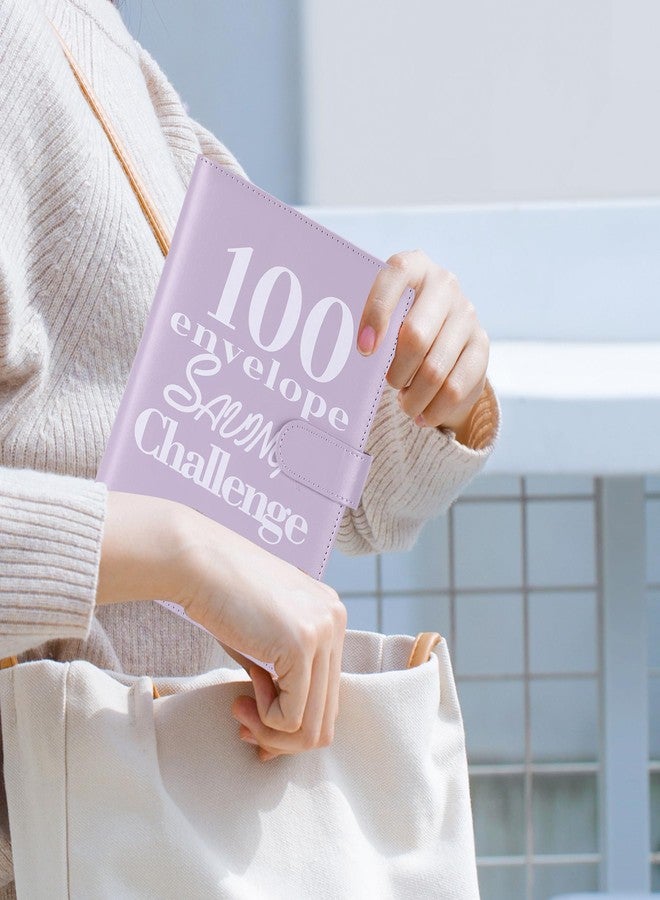 NICOOTH 100 Envelopes Money Saving Challenge Money Saving Binder 100 Envelope Challenge Binder Savings Binder Envelope A5 Savings Challenge Book (A5 Full Purple) - Image 4