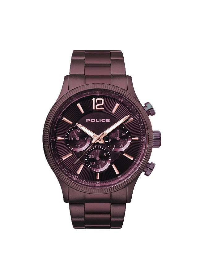 Men Feral Brown Stainless Steel Bracelet Multifunction Watch for Men, 45mm