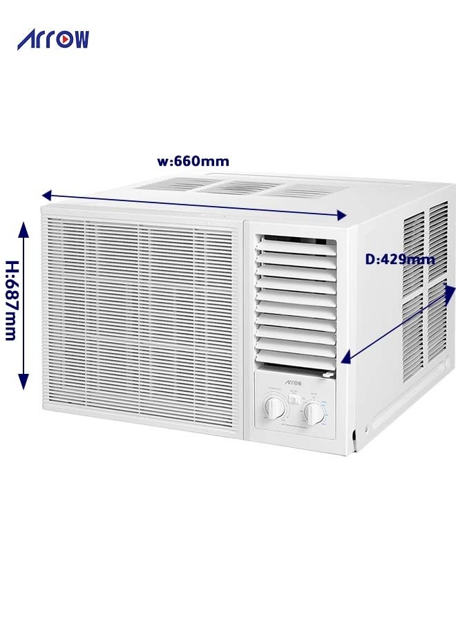 Arrow Window Air Conditioner, Mechanical Controls, 100% Copper, Golden Fin , Back Grill Protection, Motor Speed  1000 RPM, White Color with 7 years compressor warranty |RO-18WCHC - Image 3