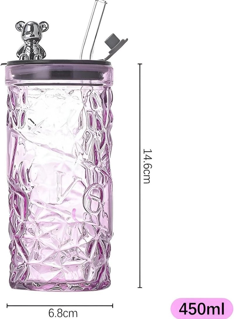 Stylish Drinking Glass Cup with Straw for Milk, Juice, Water - Creative Multifunctional High Quality Bottle Suitable for Home, Office, Travel Needs (Transparent)  - Image 5