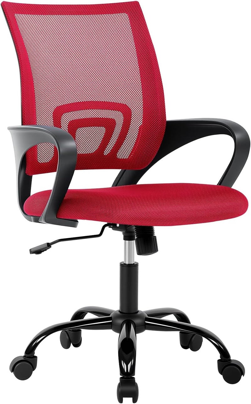 BestOffice Office Chair Ergonomic Cheap Desk Chair Mesh Computer Chair Lumbar Support Modern Executive Adjustable Stool Rolling Swivel Chair for Back Pain (Red) - Image 1