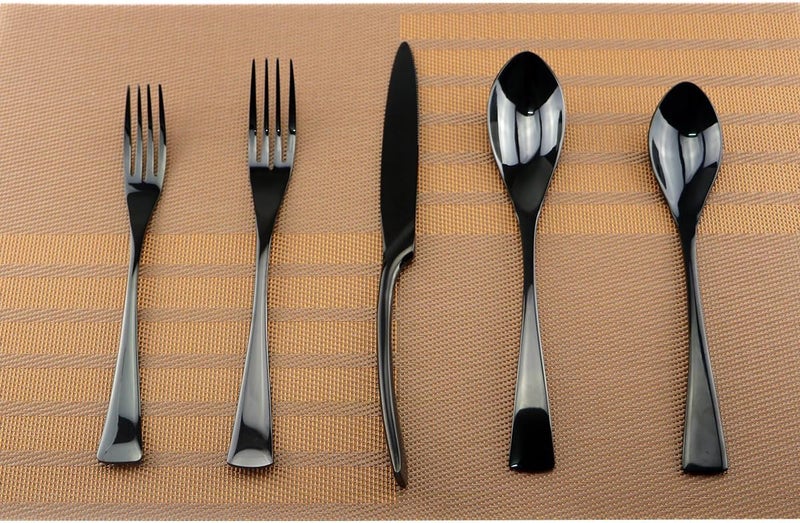 Uniturcky Mirror Polishing Black 1810 Stainless Steel 20Piece Flatware Silverware Set Service for 4 Stainless Steel Cutlery Include Knife Fork Spoon Dishwasher Safe - Image 1