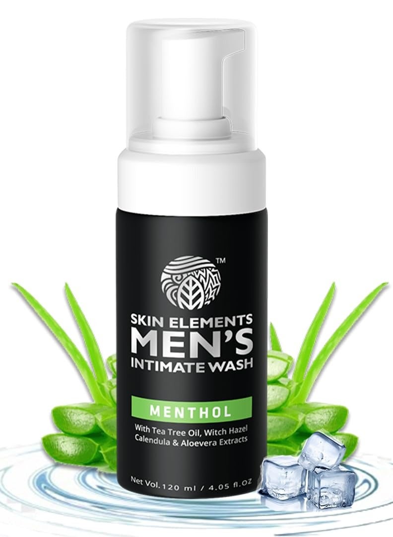 Skin Elements Intimate Wash for Men with Menthol | pH Balanced Foaming Hygiene Wash | Prevents Itching, Irritation & Bad Odor | 120 ml - Image 1