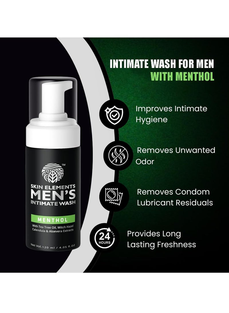 Skin Elements Intimate Wash for Men with Menthol | pH Balanced Foaming Hygiene Wash | Prevents Itching, Irritation & Bad Odor | 120 ml - Image 2