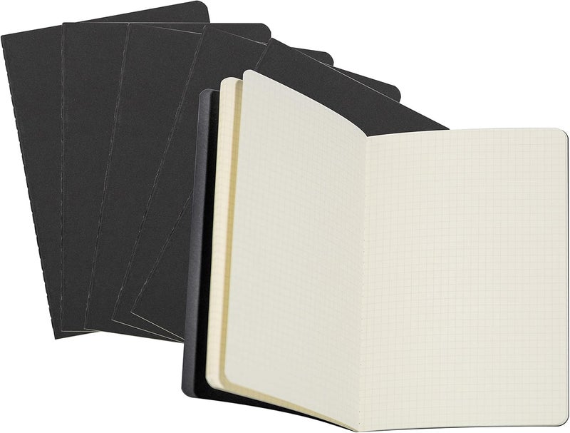 TWONE 6 Pack Notebooks Journal - 60 Square Grid Page/30 Sheets, Premium Thick Paper Soft Cover Journal for Travel, Office, Work, Office, Home, School, Business Writing,5.5” x 8.3” (Black) - Image 1