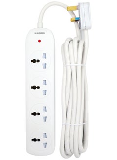 KADRIS Power Strips N4DS Extension Cord with 4 way Outlets, Charging Socket with 4 meter Heat resistant  Extension Cord (White) ESMA approved  - Image 2