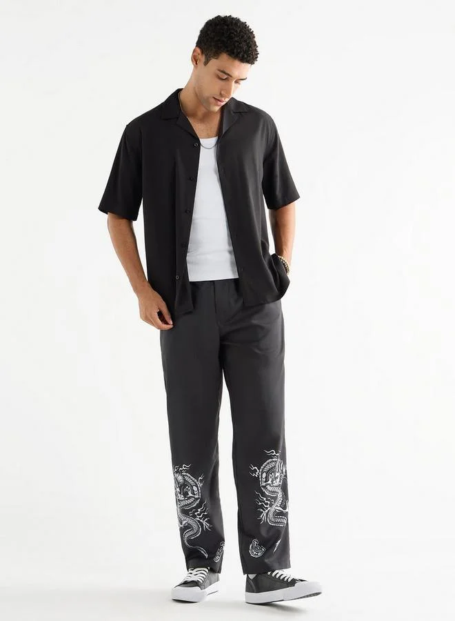 سبلاش فيڤ بنطلون بقصة مريحة وطبعات مع خصر مرن وجيوب