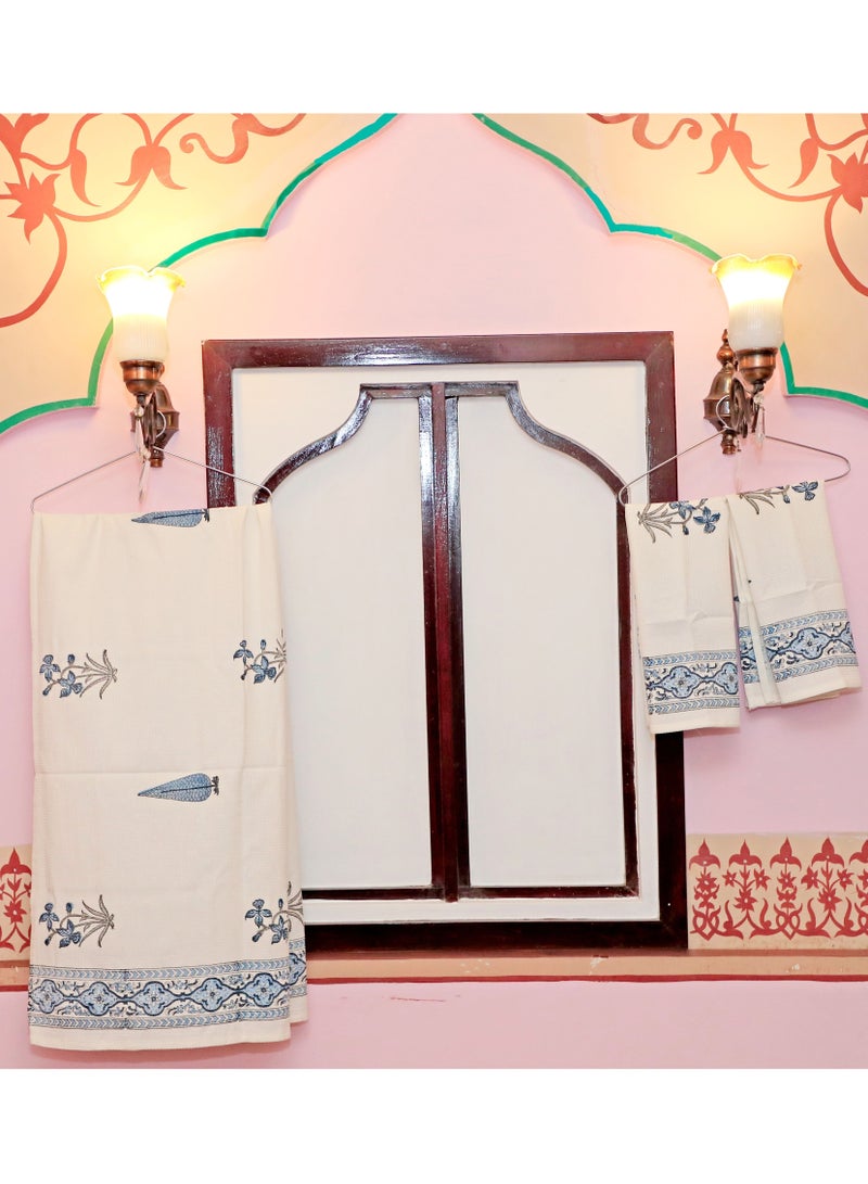 COTTON WAFFLE BATH TOWEL AND HAND TOWEL SET 30/60 INCHES