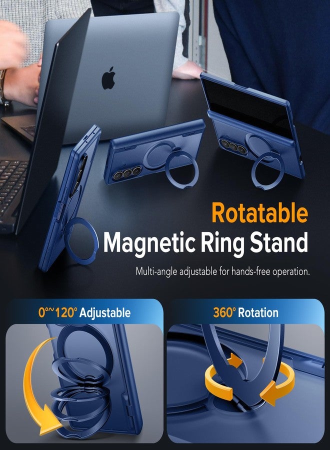 موبوسي حامل حلقي دوار من موبوسي لجراب Z Fold 7 مع واقي شاشة للخصوصية، متوافق مع ماج سيف، حماية من الدرجة العسكرية بارتفاع 18 قدمًا، جراب مغناطيسي نحيف مقاوم للصدمات لهاتف سامسونج جالاكسي Z Fold7، أزرق - Image 2