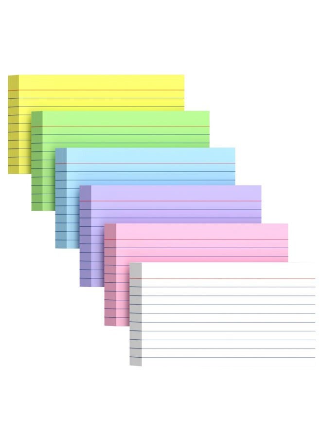 AILZFEI 300 Count Index Cards 3x5 Inch Colored - 180gsm Heavyweight Flash Card (50 Sheets Each), Durable & Portable Note Taking for Students, Teachers, Study Flashcards for School Office Home - Image 1