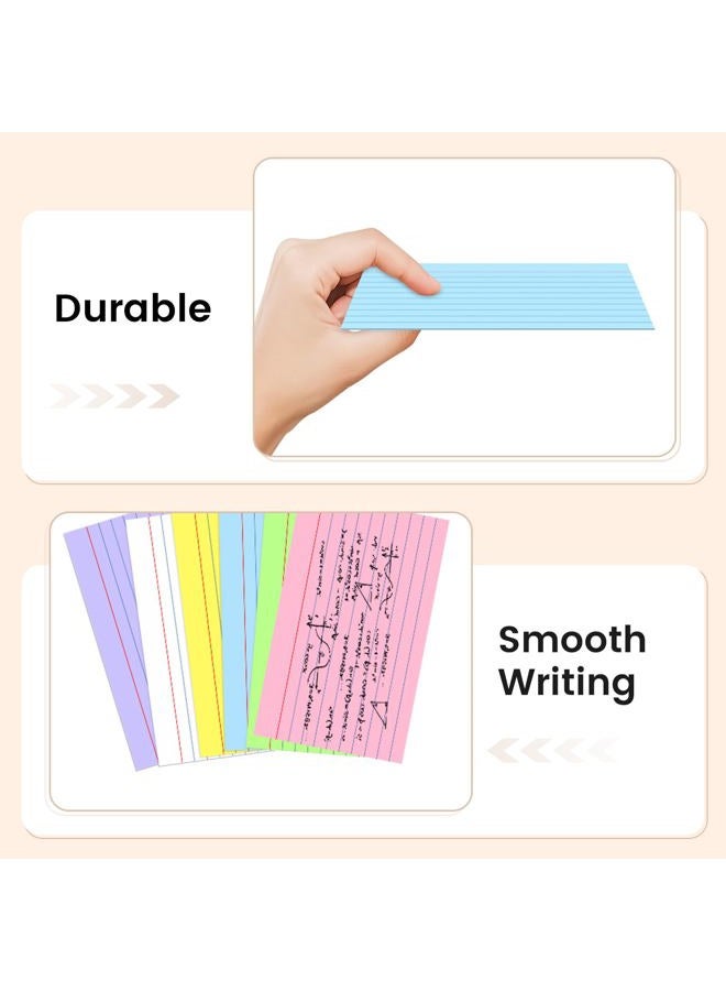 AILZFEI 300 Count Index Cards 3x5 Inch Colored - 180gsm Heavyweight Flash Card (50 Sheets Each), Durable & Portable Note Taking for Students, Teachers, Study Flashcards for School Office Home - Image 3