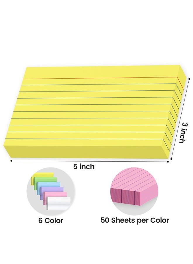 AILZFEI 300 Count Index Cards 3x5 Inch Colored - 180gsm Heavyweight Flash Card (50 Sheets Each), Durable & Portable Note Taking for Students, Teachers, Study Flashcards for School Office Home - Image 2