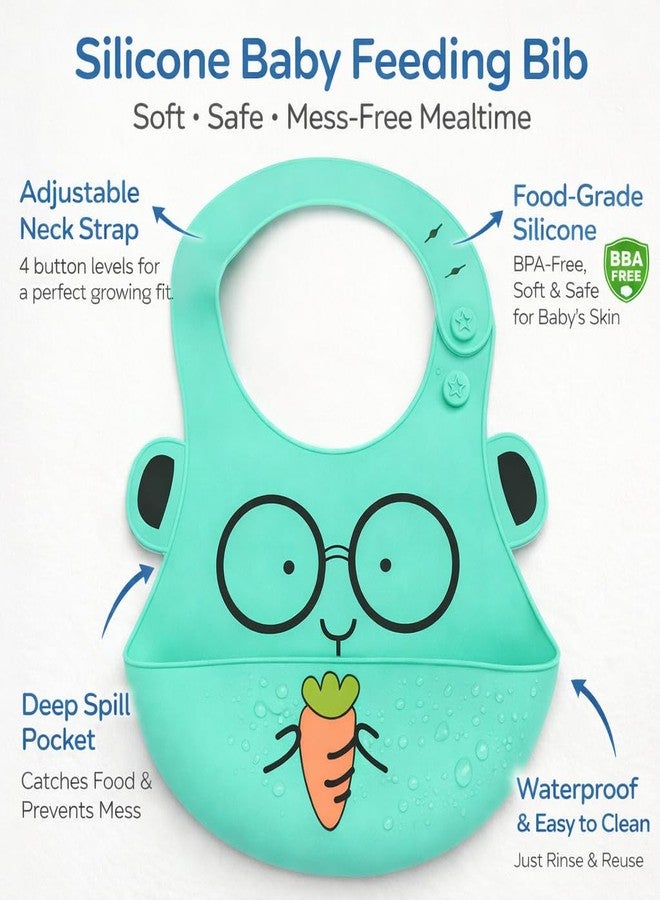 AEREX Silicone Baby Feeding Bib with Food Catcher Pocket | Waterproof & Adjustable Toddler Bib | Soft BPA-Free Washable Weaning Bib for Babies 6 Months to 4 Years (Aqua) - Image 3