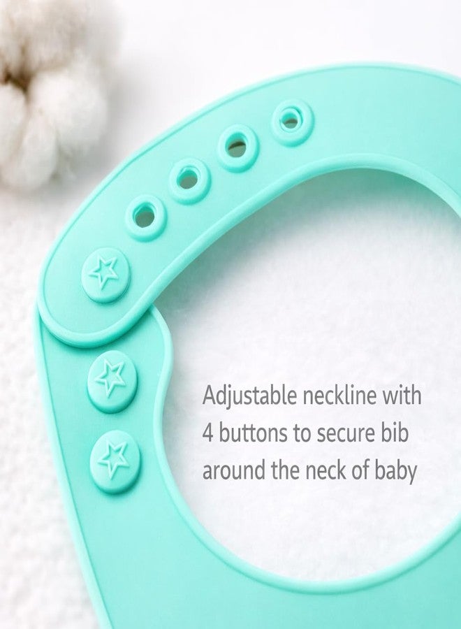 AEREX Silicone Baby Feeding Bib with Food Catcher Pocket | Waterproof & Adjustable Toddler Bib | Soft BPA-Free Washable Weaning Bib for Babies 6 Months to 4 Years (Aqua) - Image 4