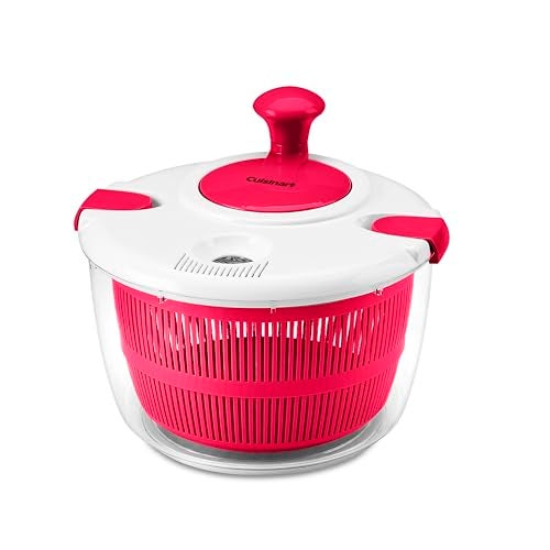 Cuisinart Large Salad Spinner Wash Spin Dry Salad Greens Fruits Vegetables 5qt CTG00SASR Red - Image 1
